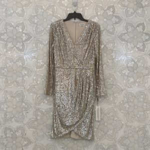 NWT Calvin Klein Sequin Gold Dress Size 8